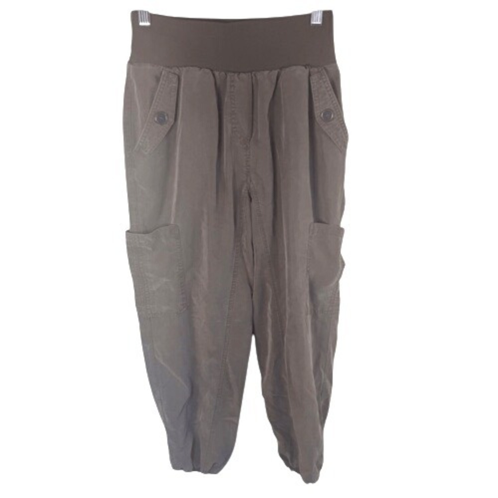 Anthropologie Maeve Cicerone Cupro Cargo Pants Olive Green Size XS Comfy Casual